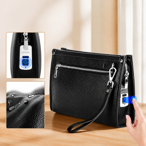 High-end genuine leather fingerprint lock anti-theft handbag
