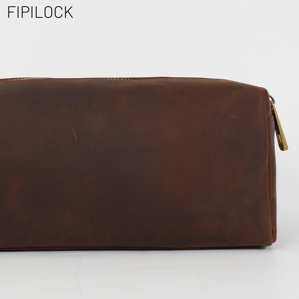 Anti-theft genuine leather clutch