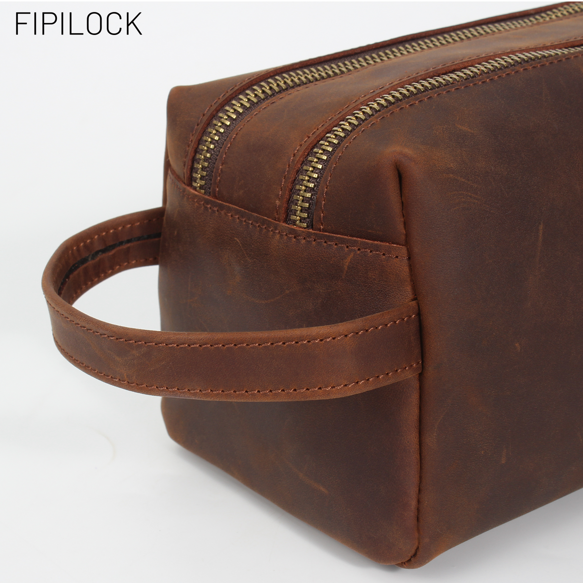 Anti-theft genuine leather clutch