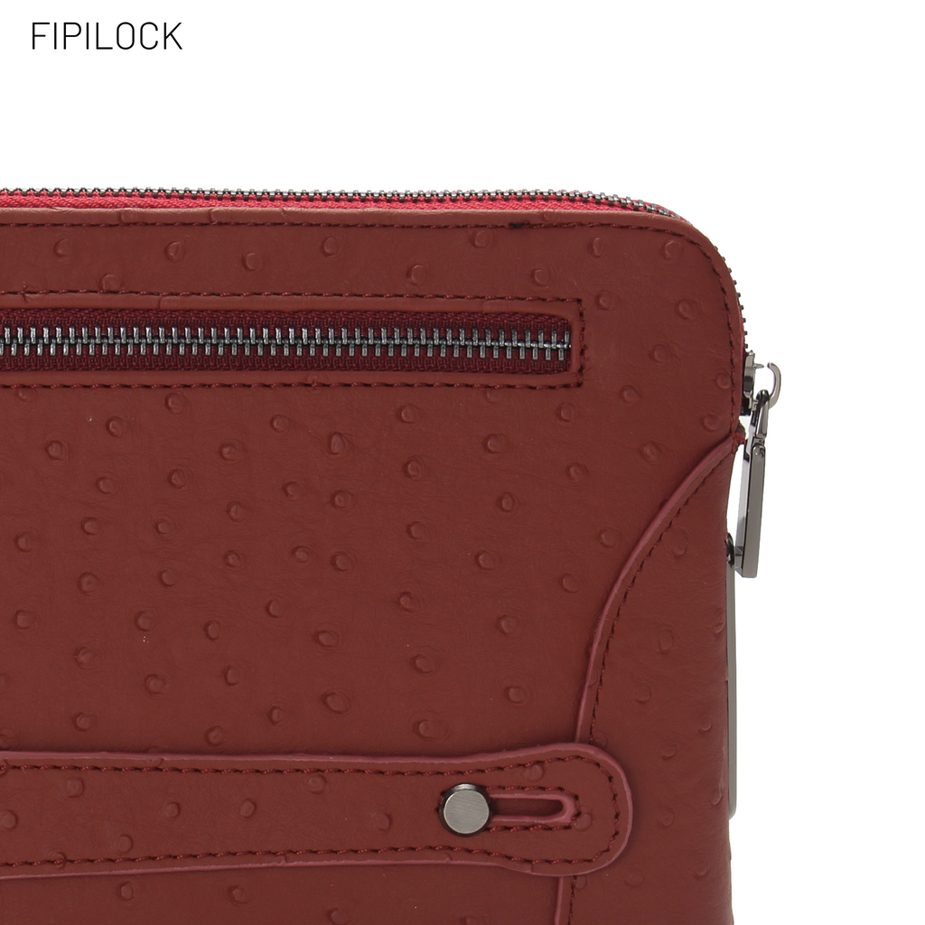 Ostrich-patterned fingerprint unlock clutch