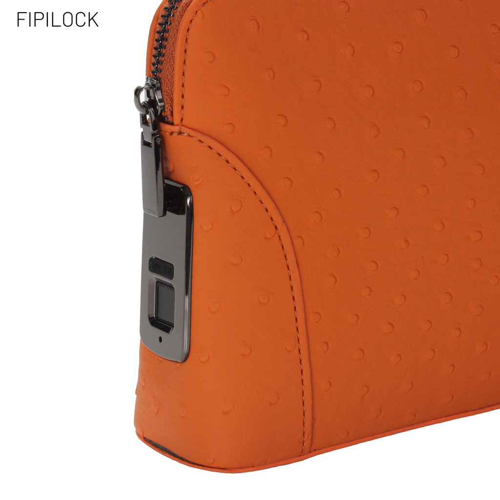 Ostrich-patterned fingerprint unlock clutch