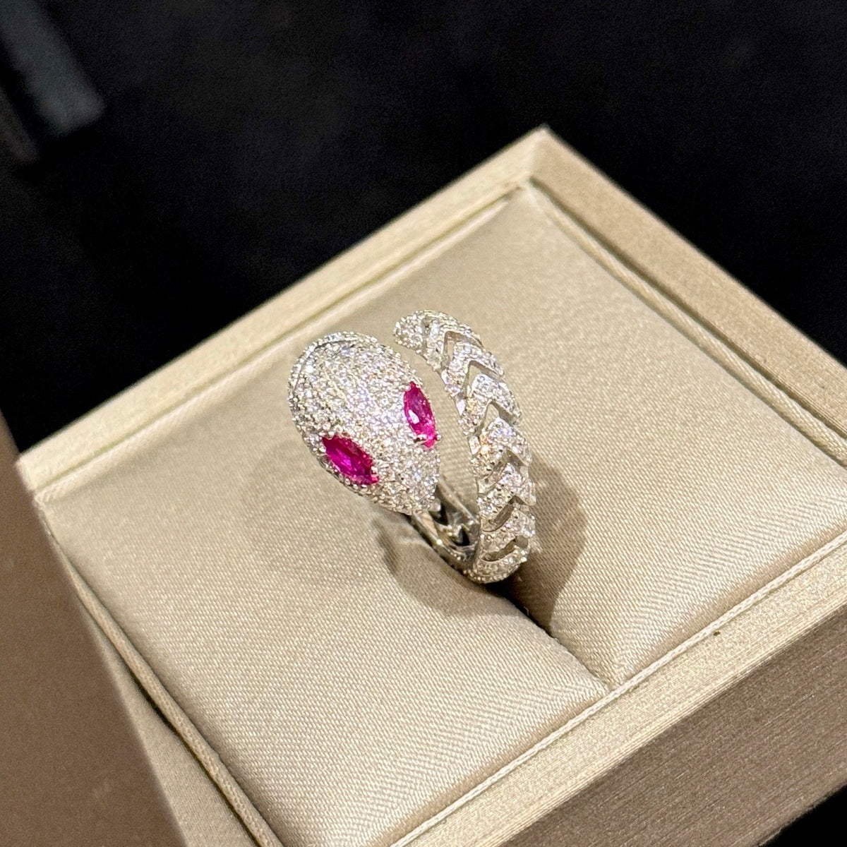 pink eye snake ring