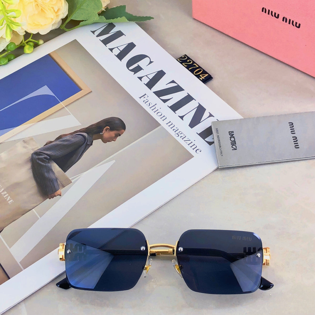 Square frameless cut-edge sun protection sunglasses