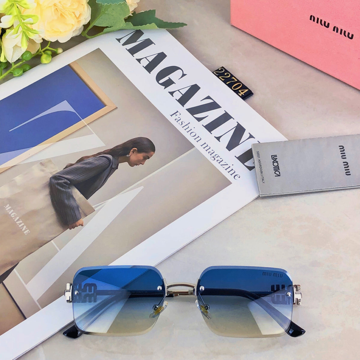 Square frameless cut-edge sun protection sunglasses