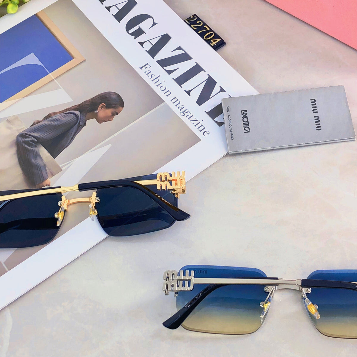 Square frameless cut-edge sun protection sunglasses