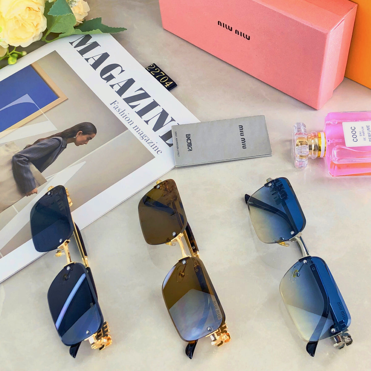 Square frameless cut-edge sun protection sunglasses