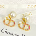 Double Pink Diamond CD Pendant Earrings