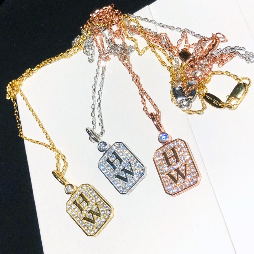 Fashionable letter full diamond necklace