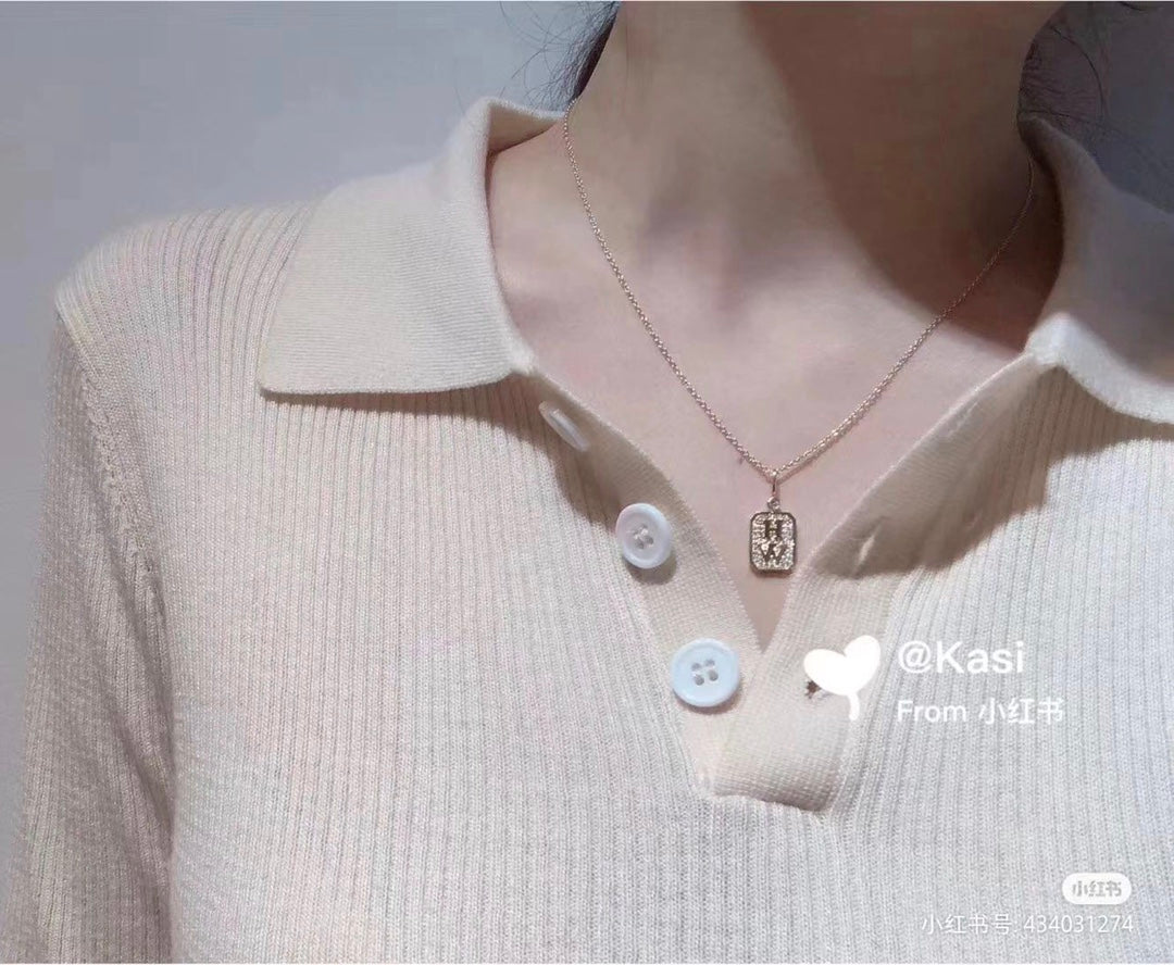Fashionable letter full diamond necklace