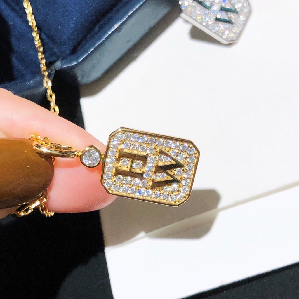 Fashionable letter full diamond necklace