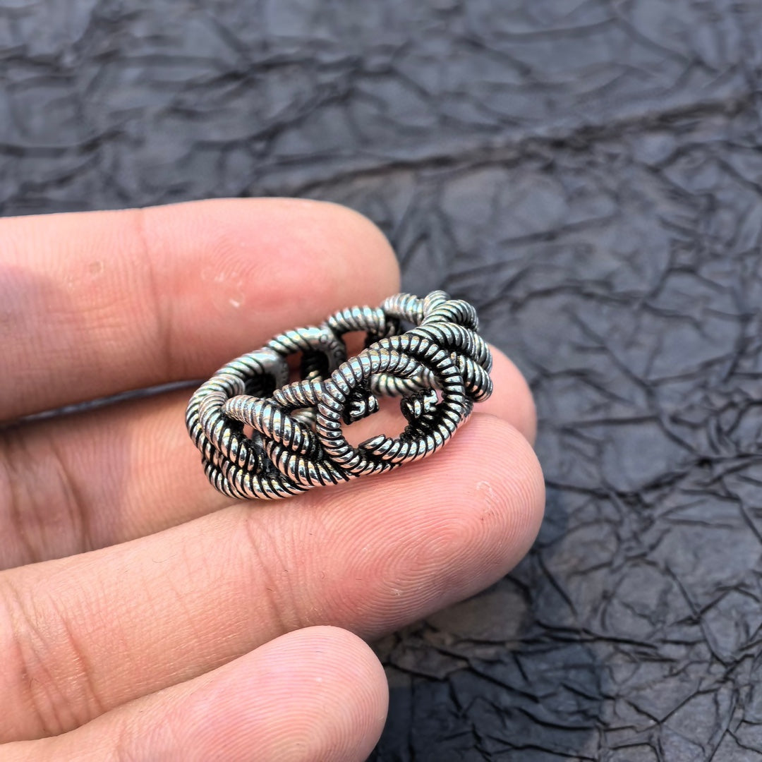 woven stripe Double G ring