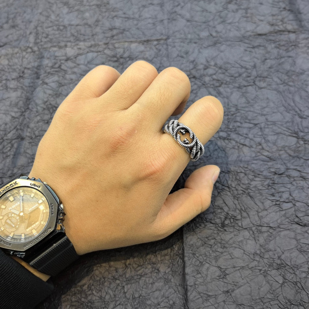woven stripe Double G ring