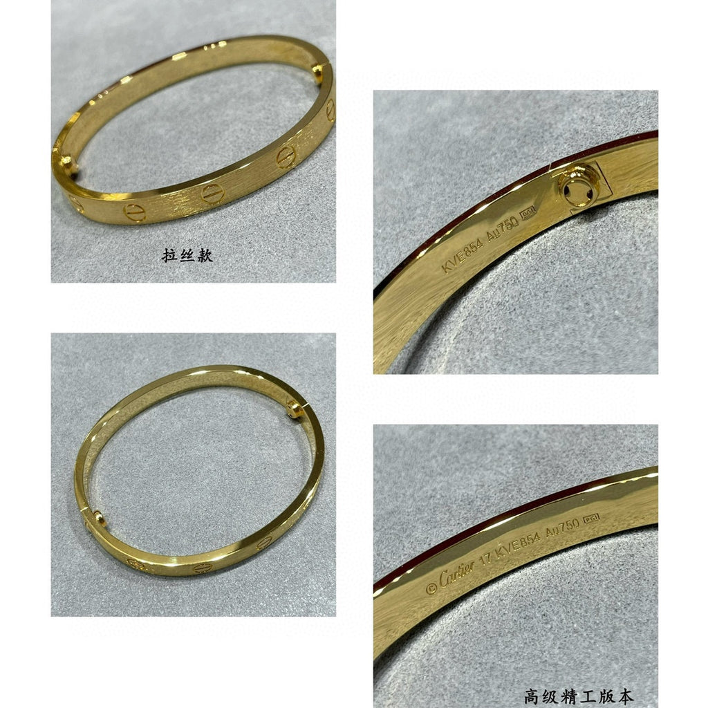Wide diamond-free LOVE brushed bracelet