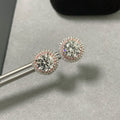Large pink round diamond earrings
