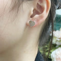 Silver heart-shaped diamond earrings