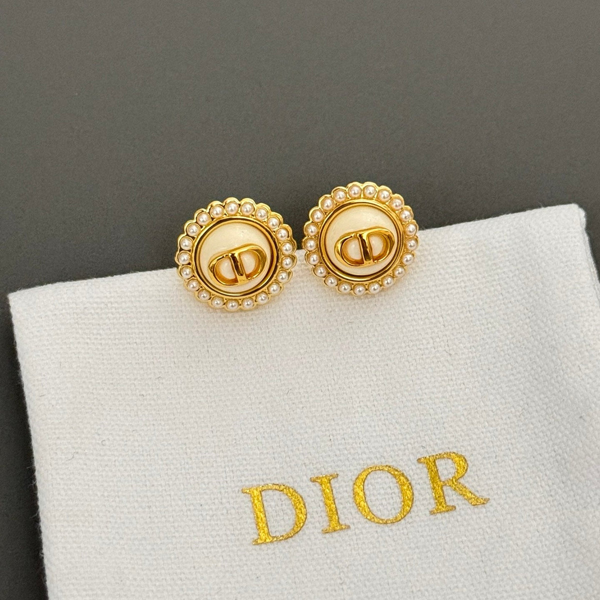 white pearl cd earrings