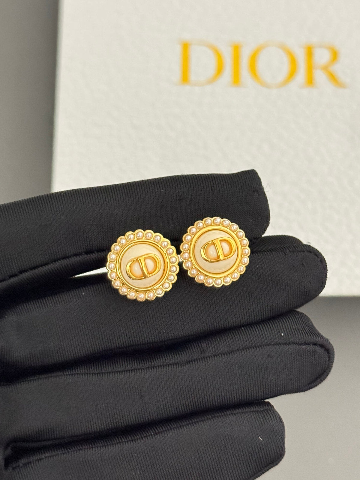 white pearl cd earrings