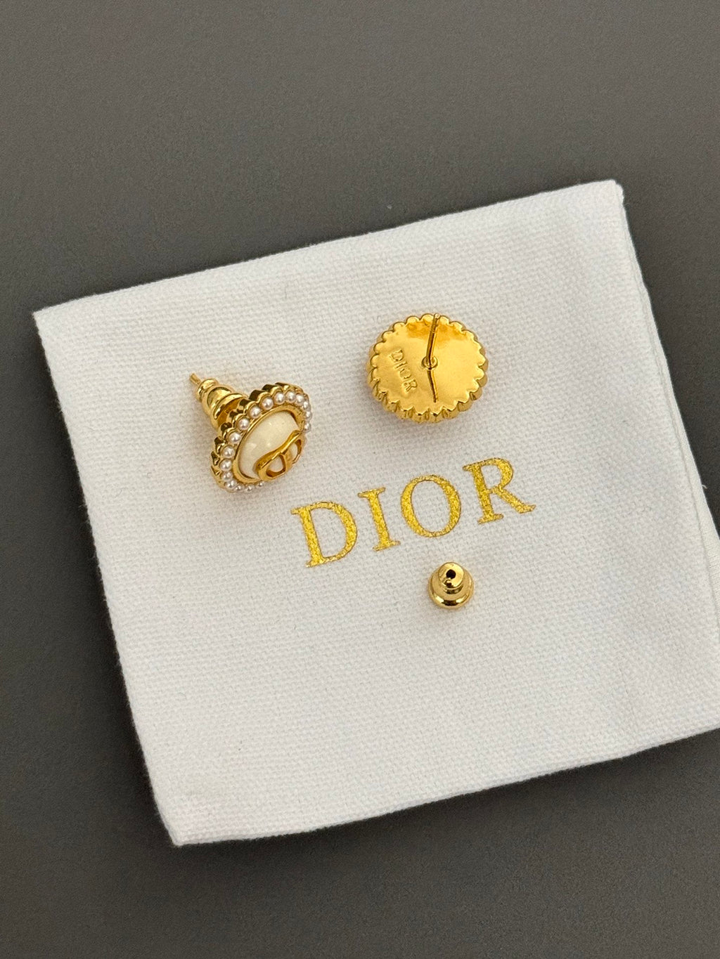 white pearl cd earrings