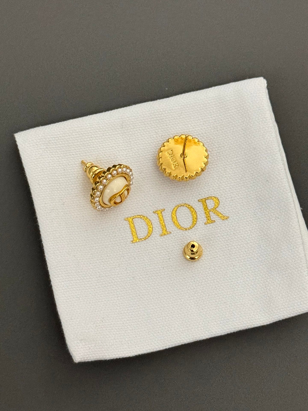 white pearl cd earrings