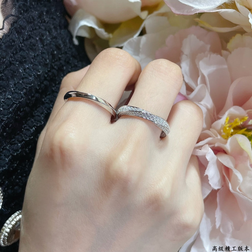 Spiral full diamond ring