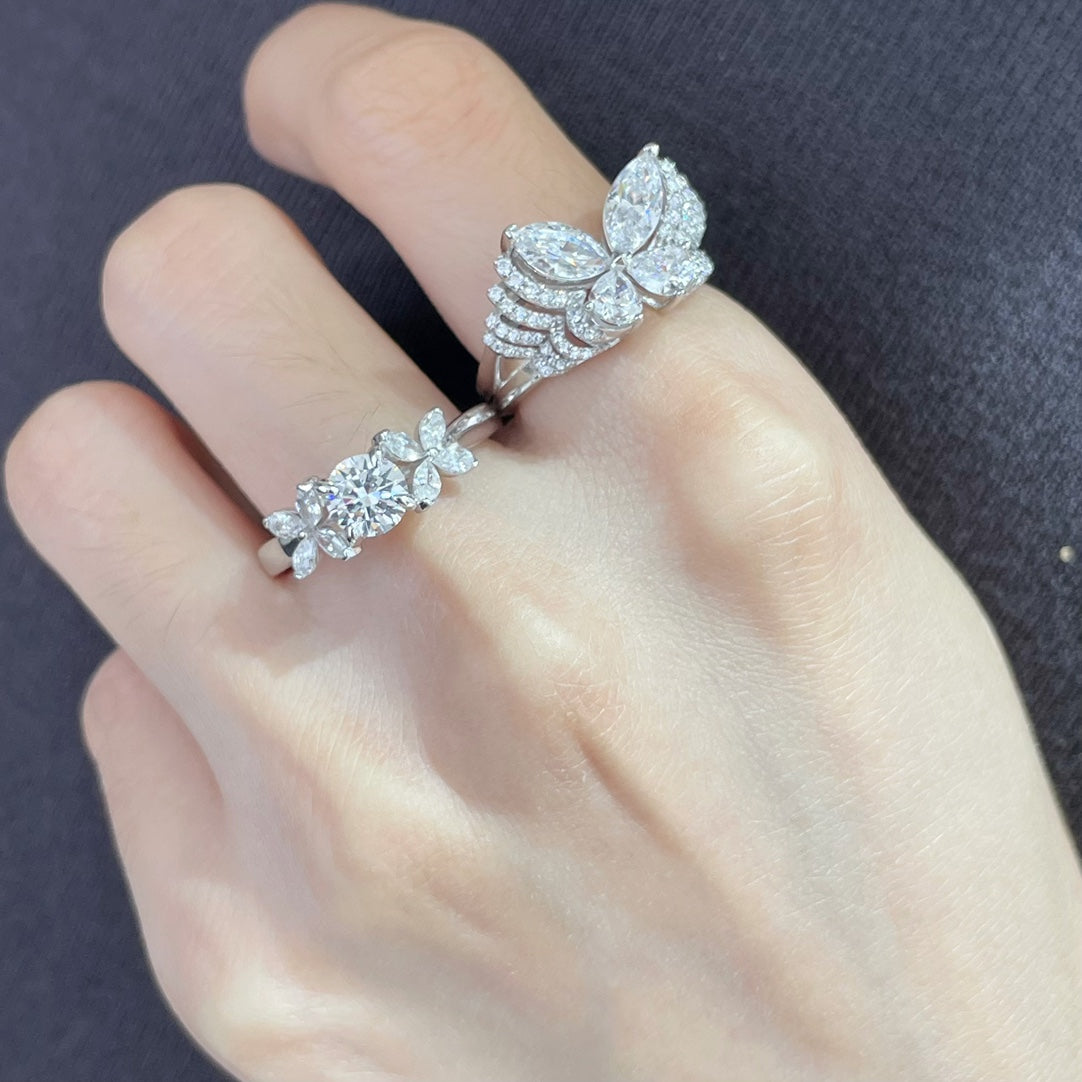 Marquise round diamond ring
