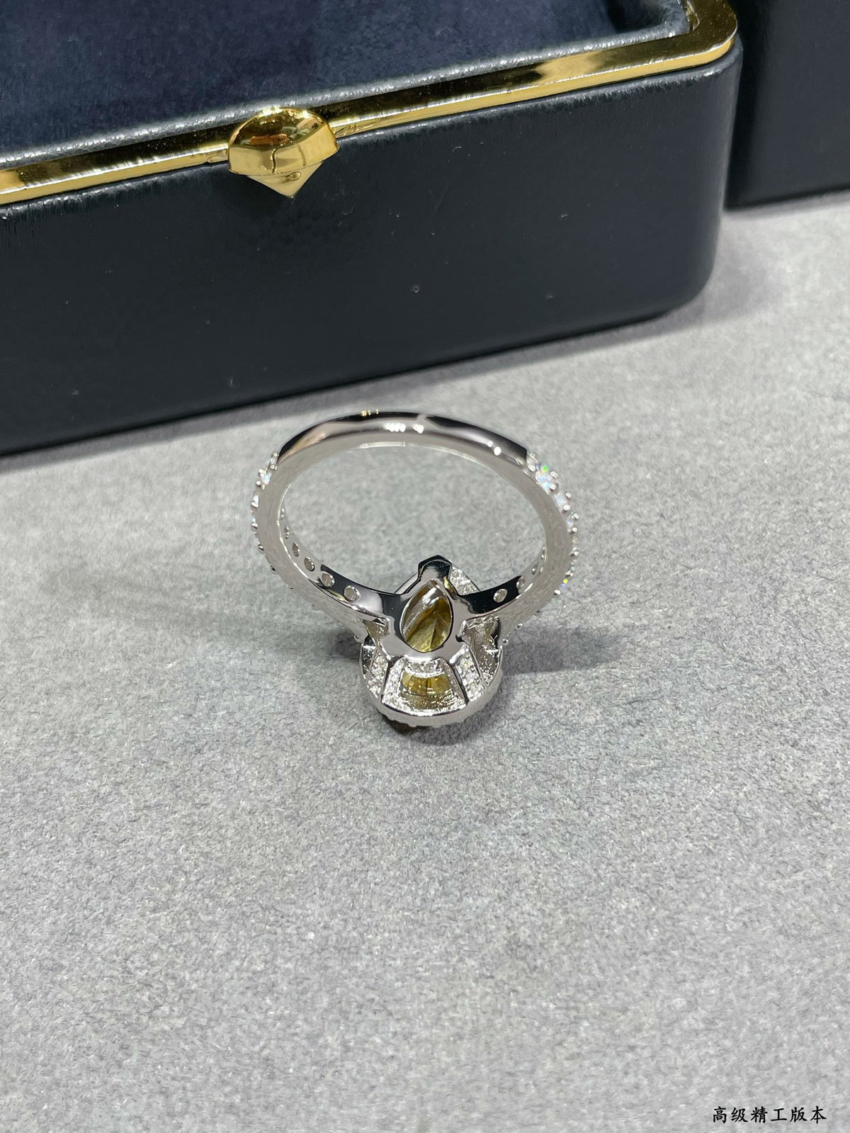 teardrop-shaped yellow diamond ring
