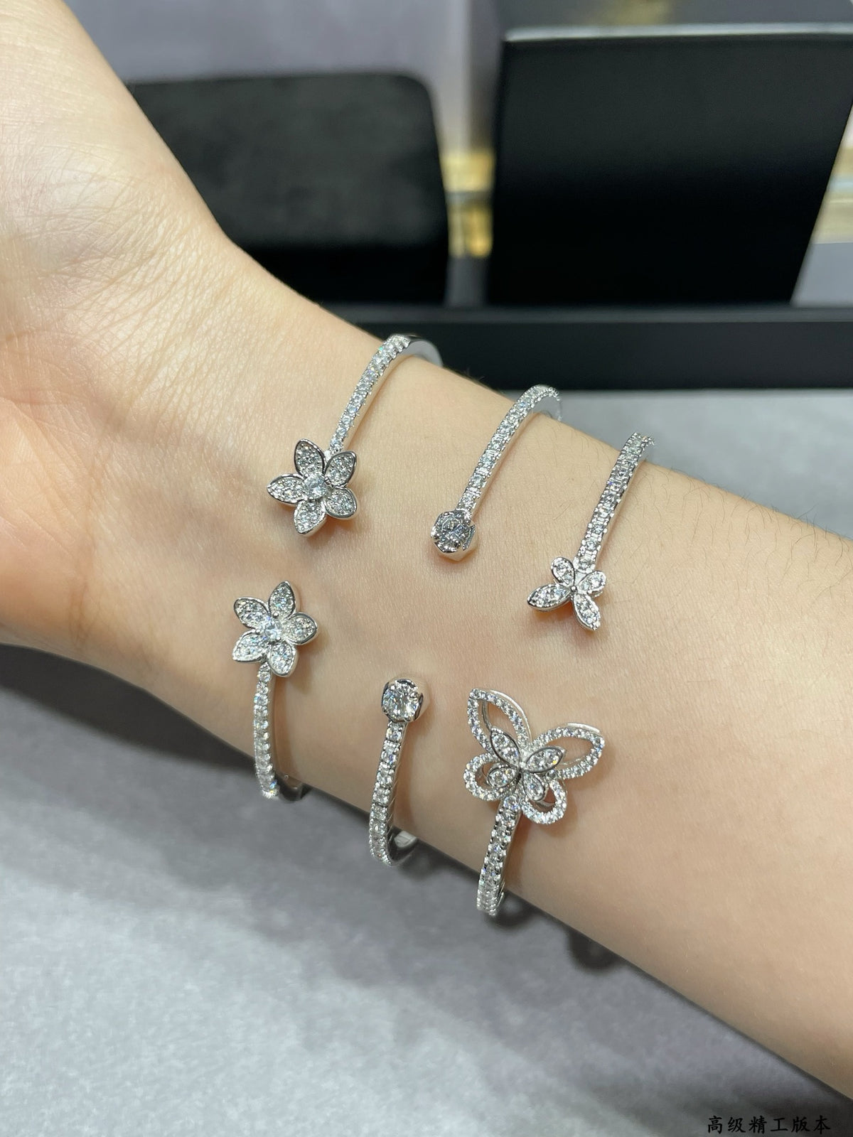 Thin round diamond bracelet