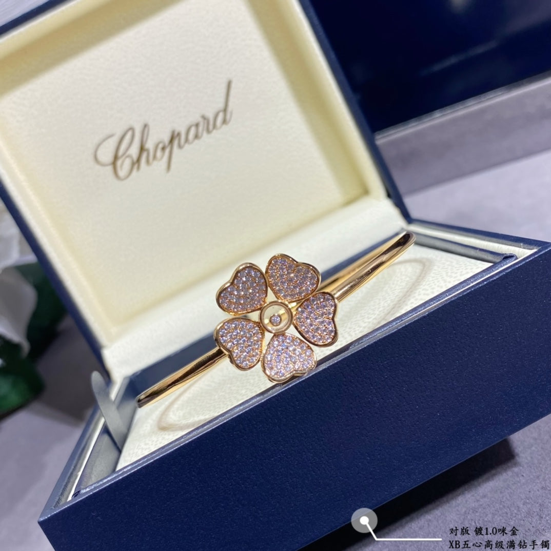 Five-heart full diamond bracelet