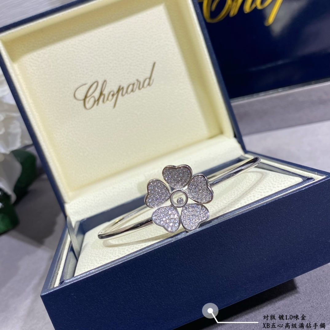Five-heart full diamond bracelet