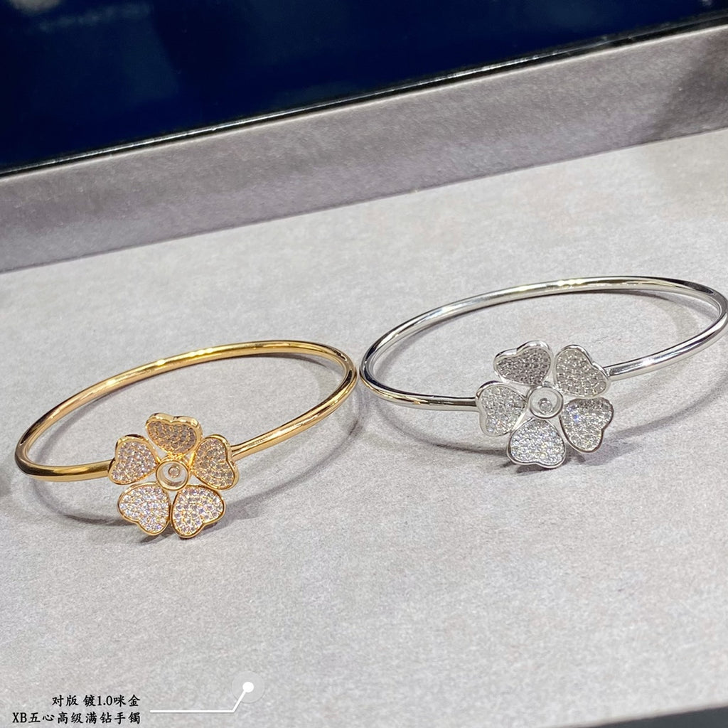 Five-heart full diamond bracelet