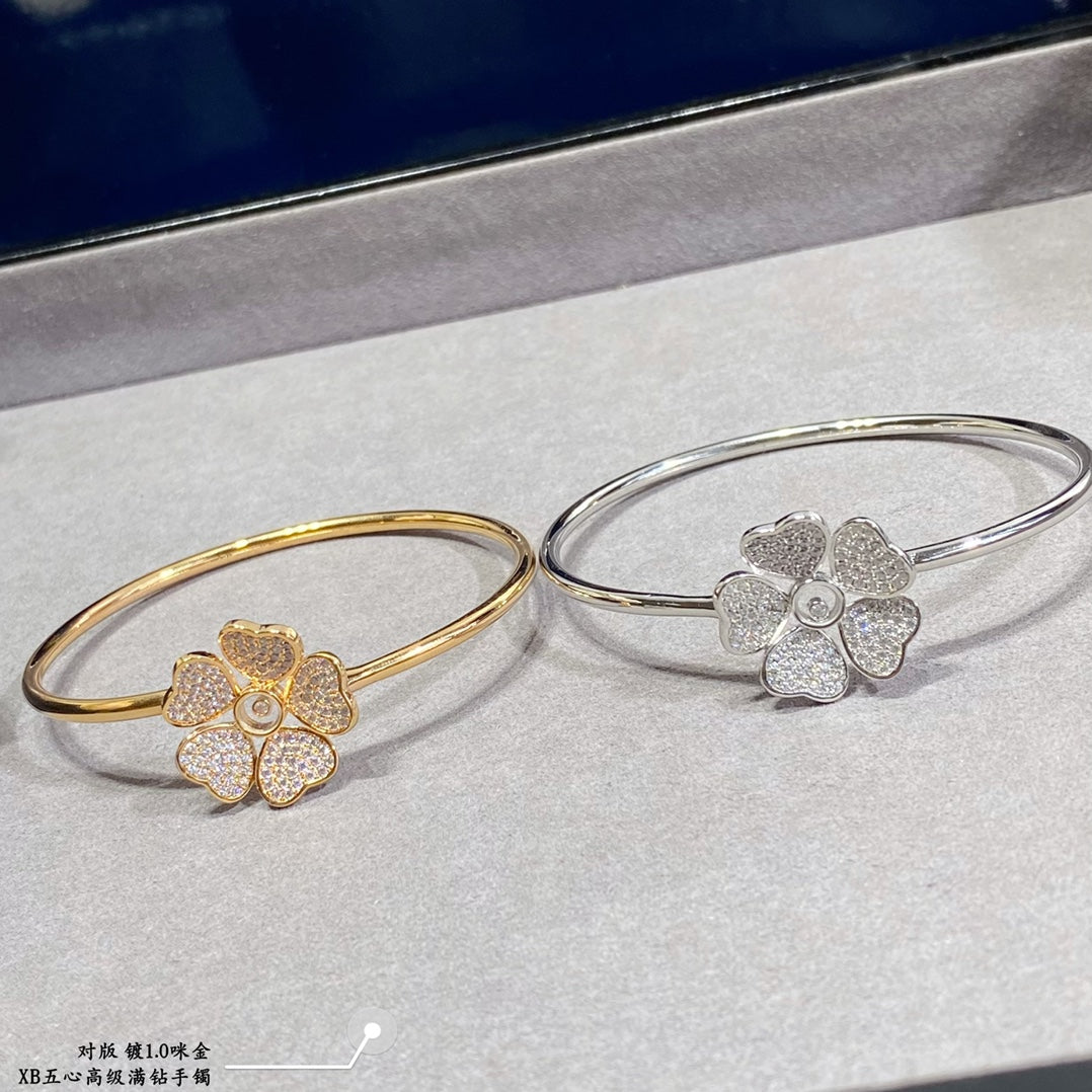 Five-heart full diamond bracelet