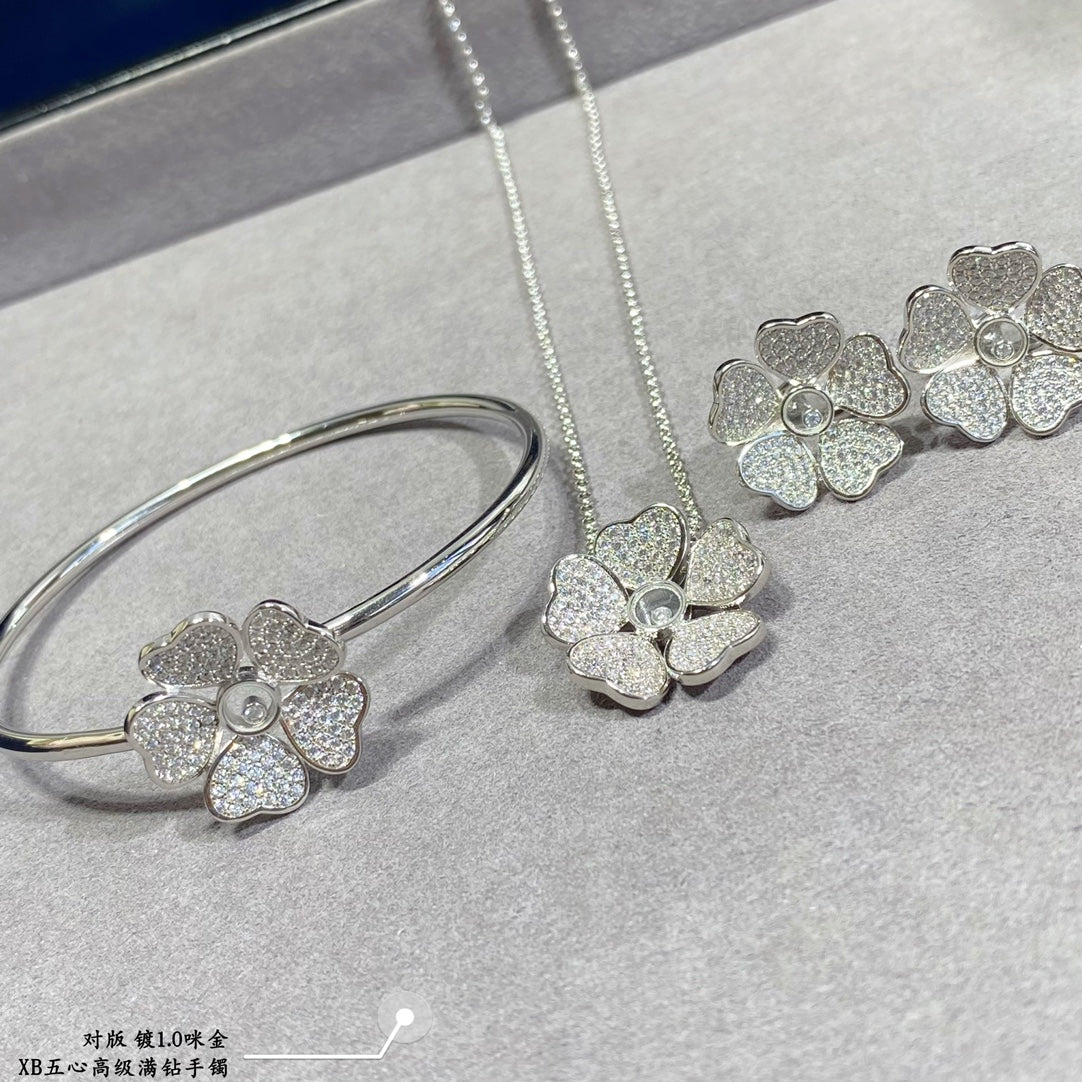 Five-heart full diamond bracelet