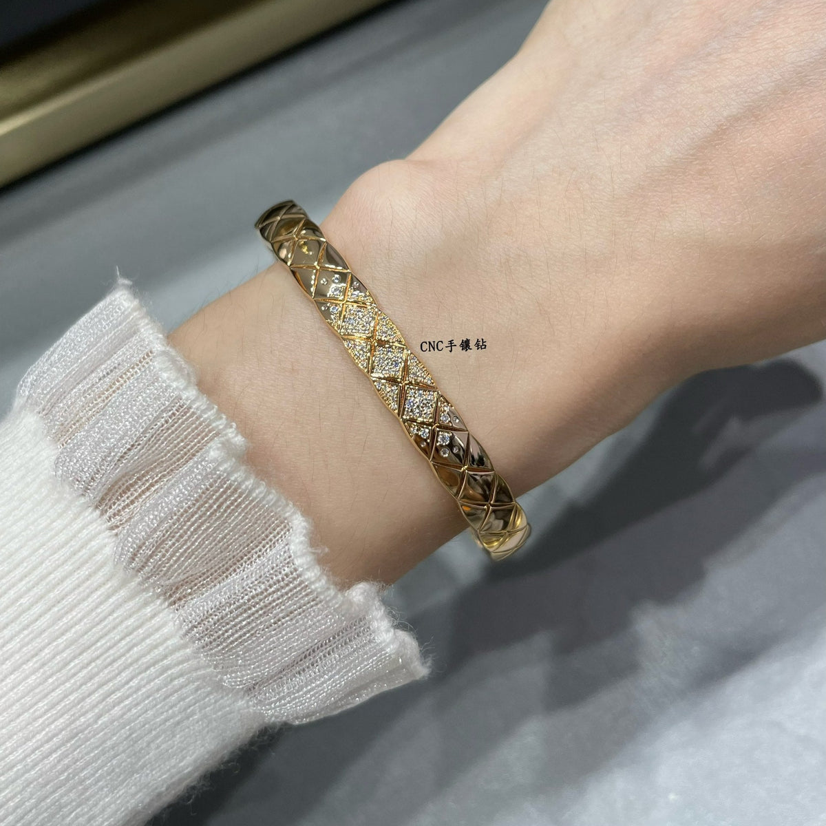 Wide diamond bracelet