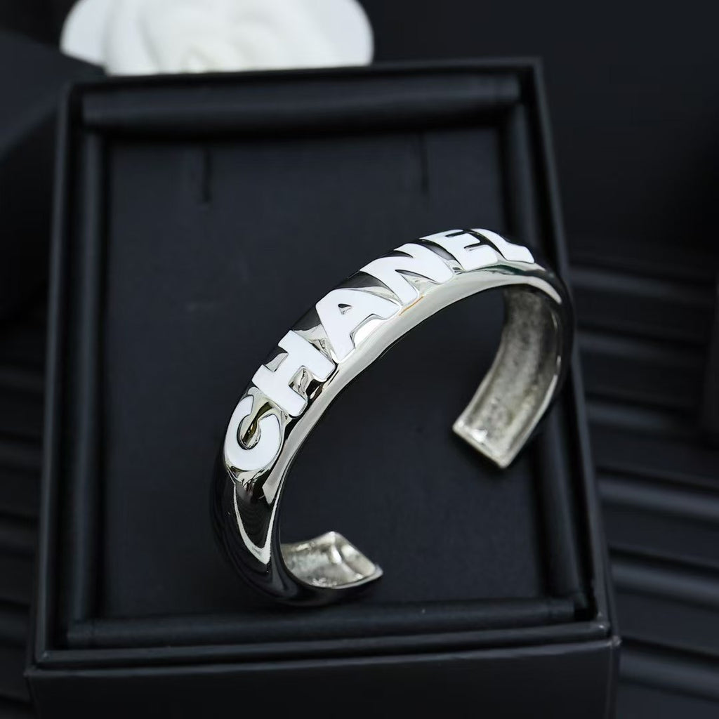 silver enamel letter bracelet