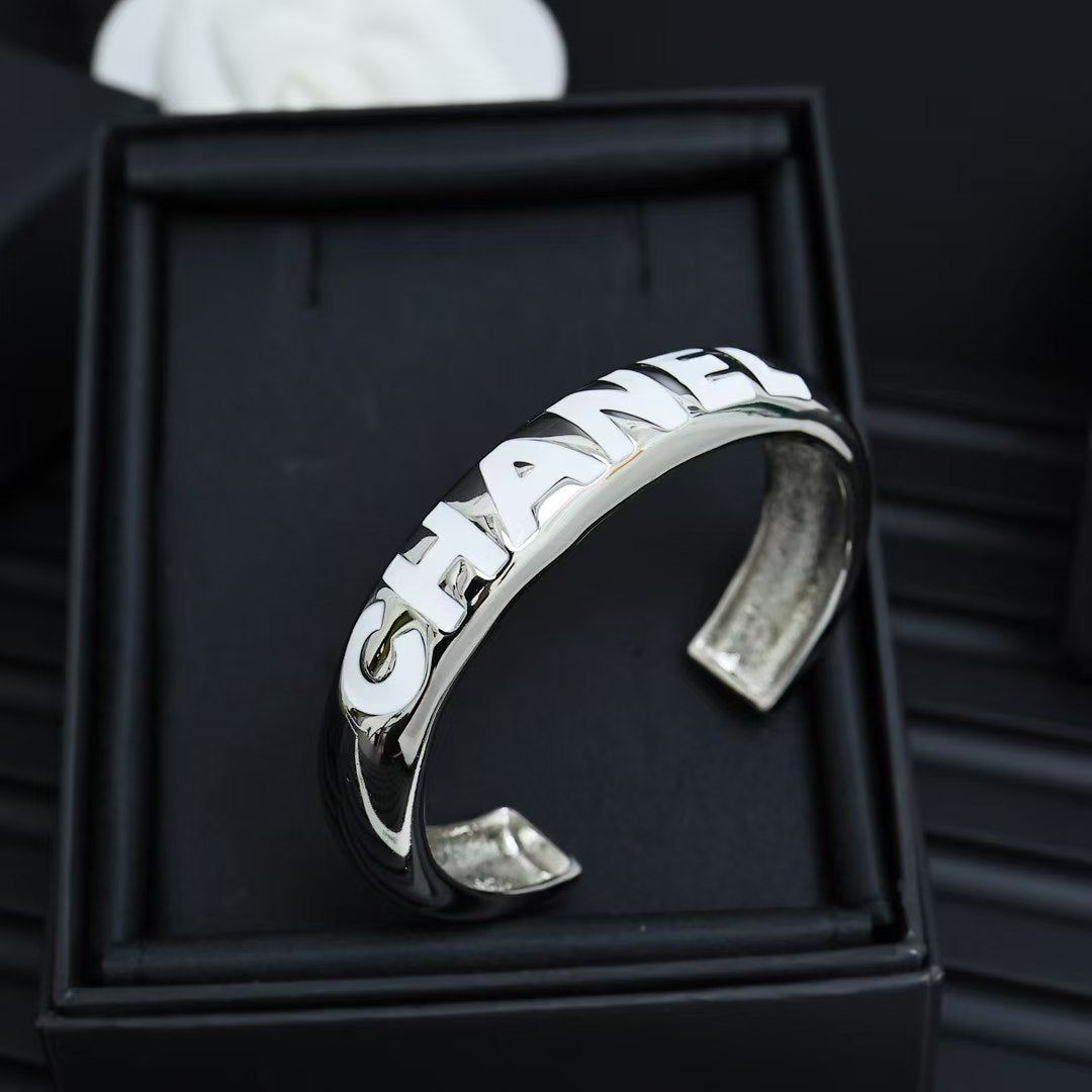 silver enamel letter bracelet