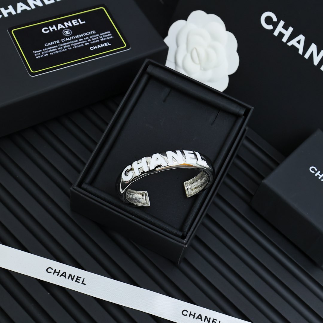 silver enamel letter bracelet