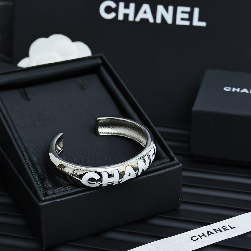 silver enamel letter bracelet