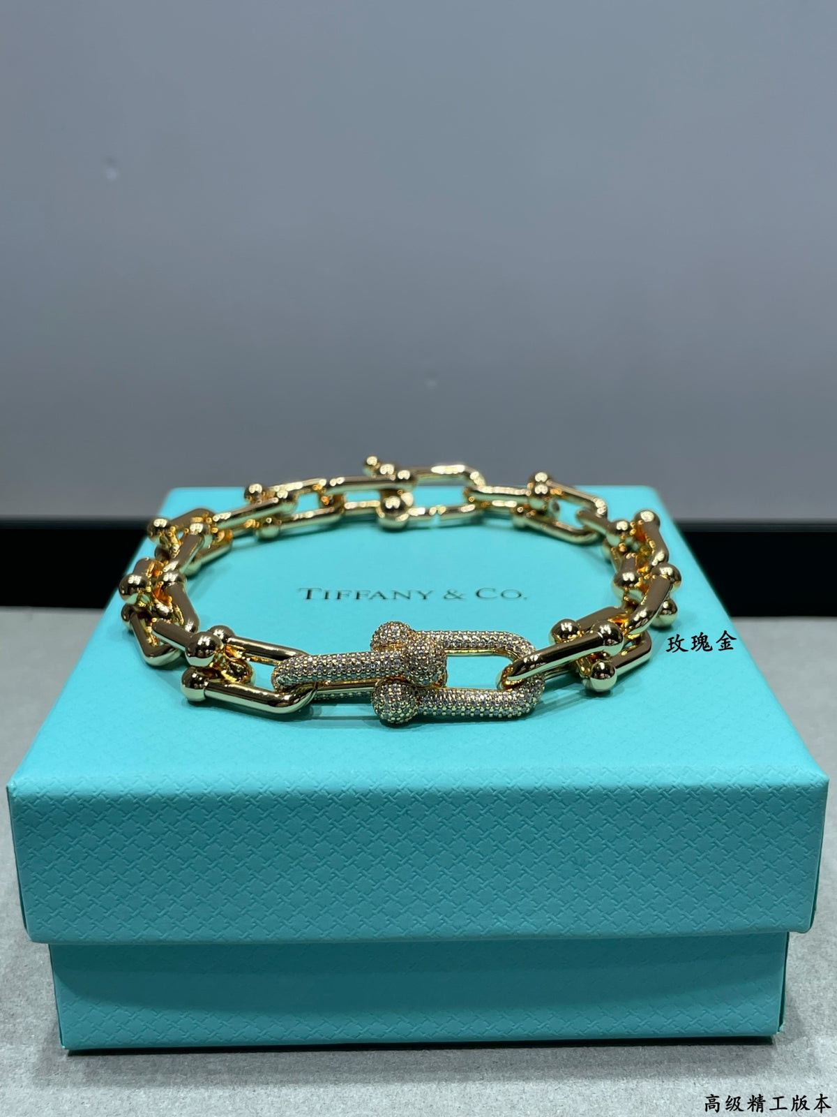 Horseshoe buckle bracelet with thick diamonds