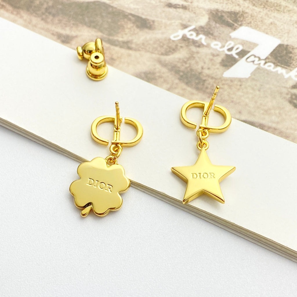 Earrings: White mother-of-pearl + metal embellishment