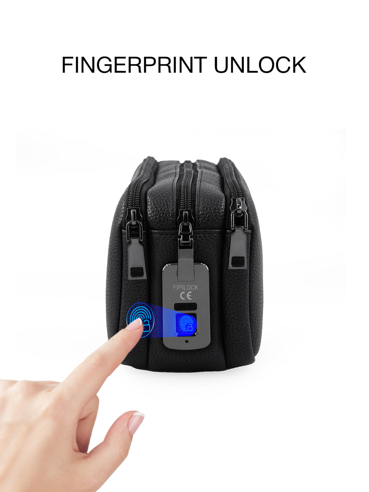 Men's Triple-Zipper Handbag with Fingerprint Lock
