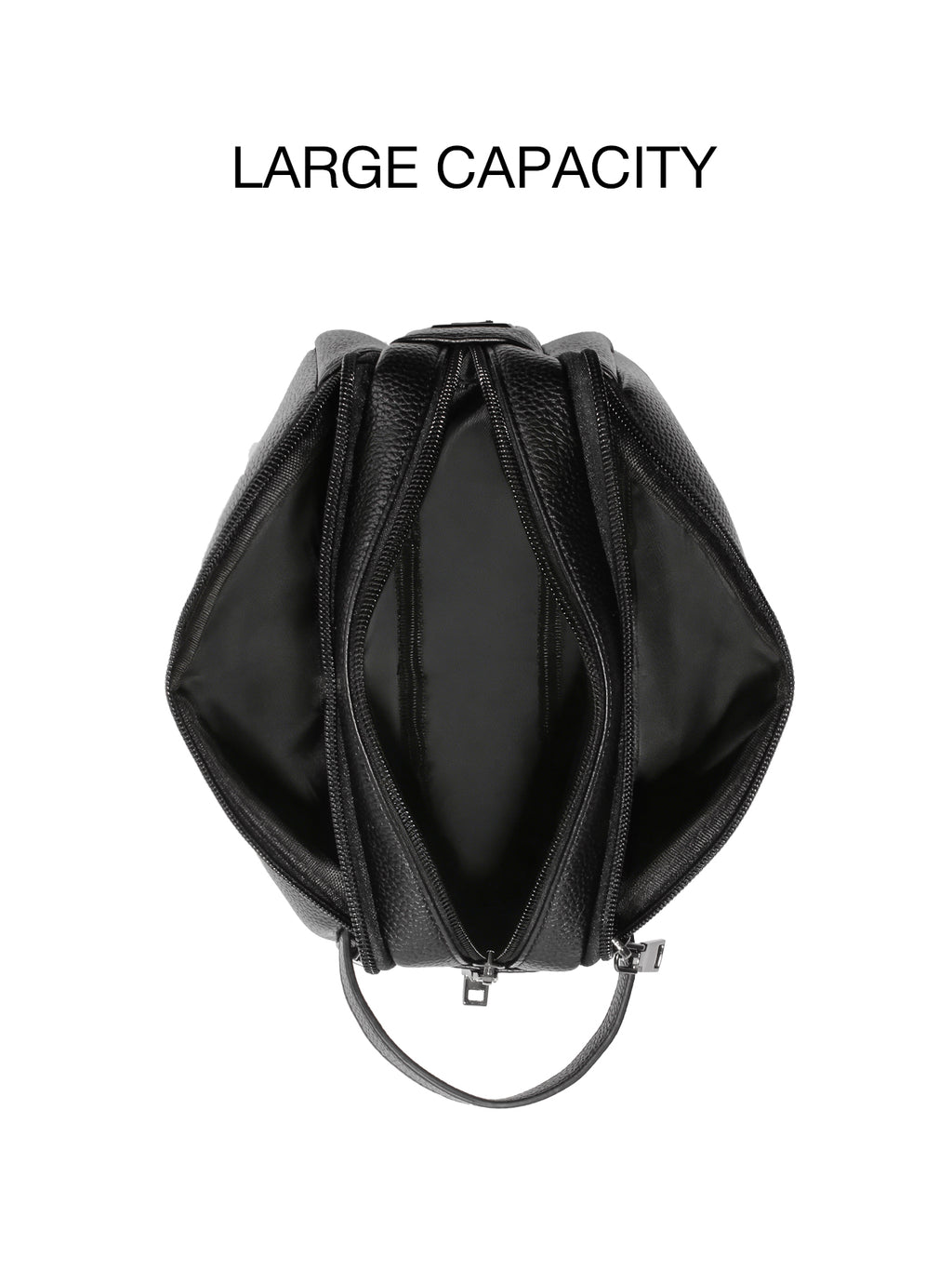 Men's Triple-Zipper Handbag with Fingerprint Lock