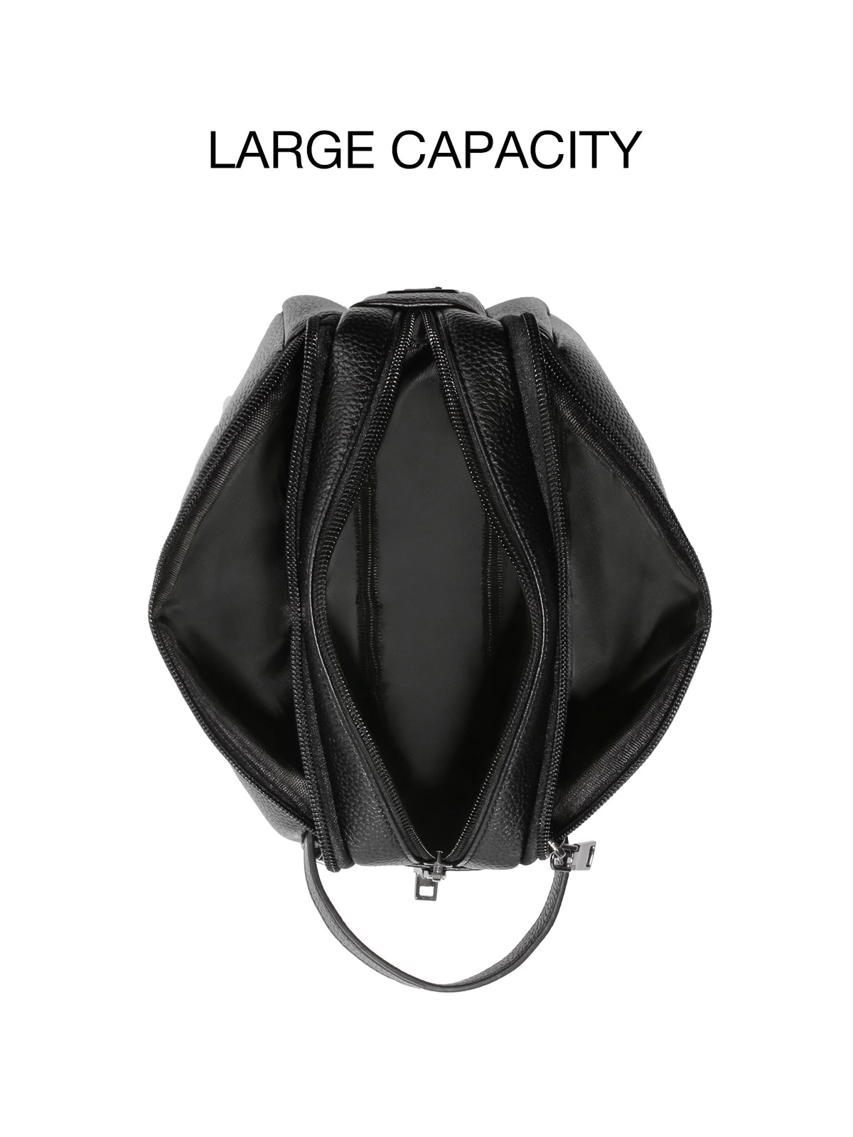 Men's Triple-Zipper Handbag with Fingerprint Lock