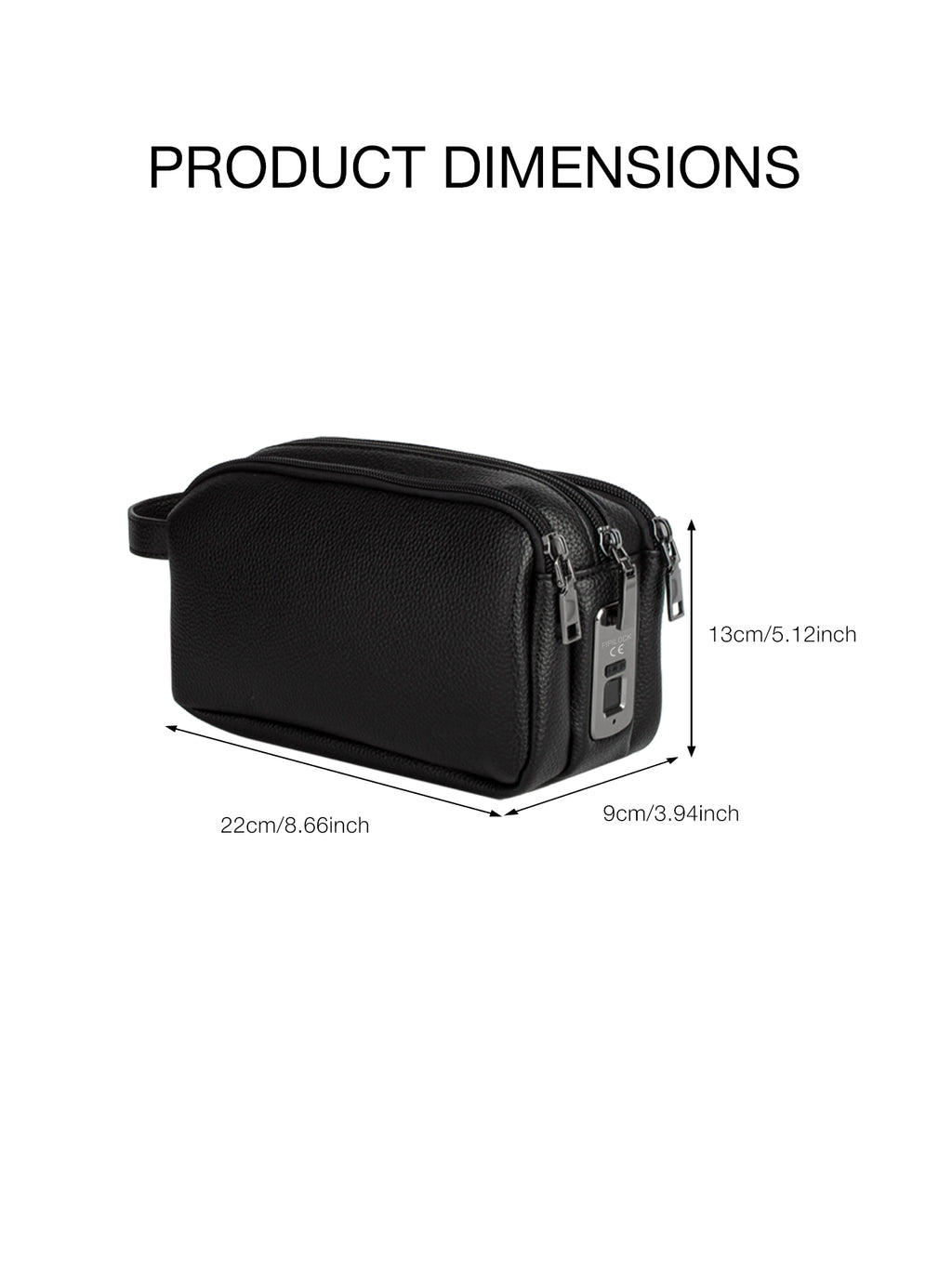 Men's Triple-Zipper Handbag with Fingerprint Lock
