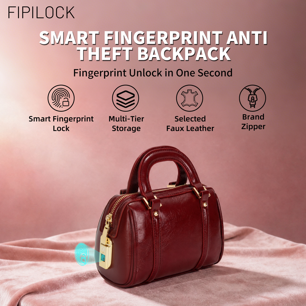 Women's Anti-Theft Fingerprint-Unlock Handbag