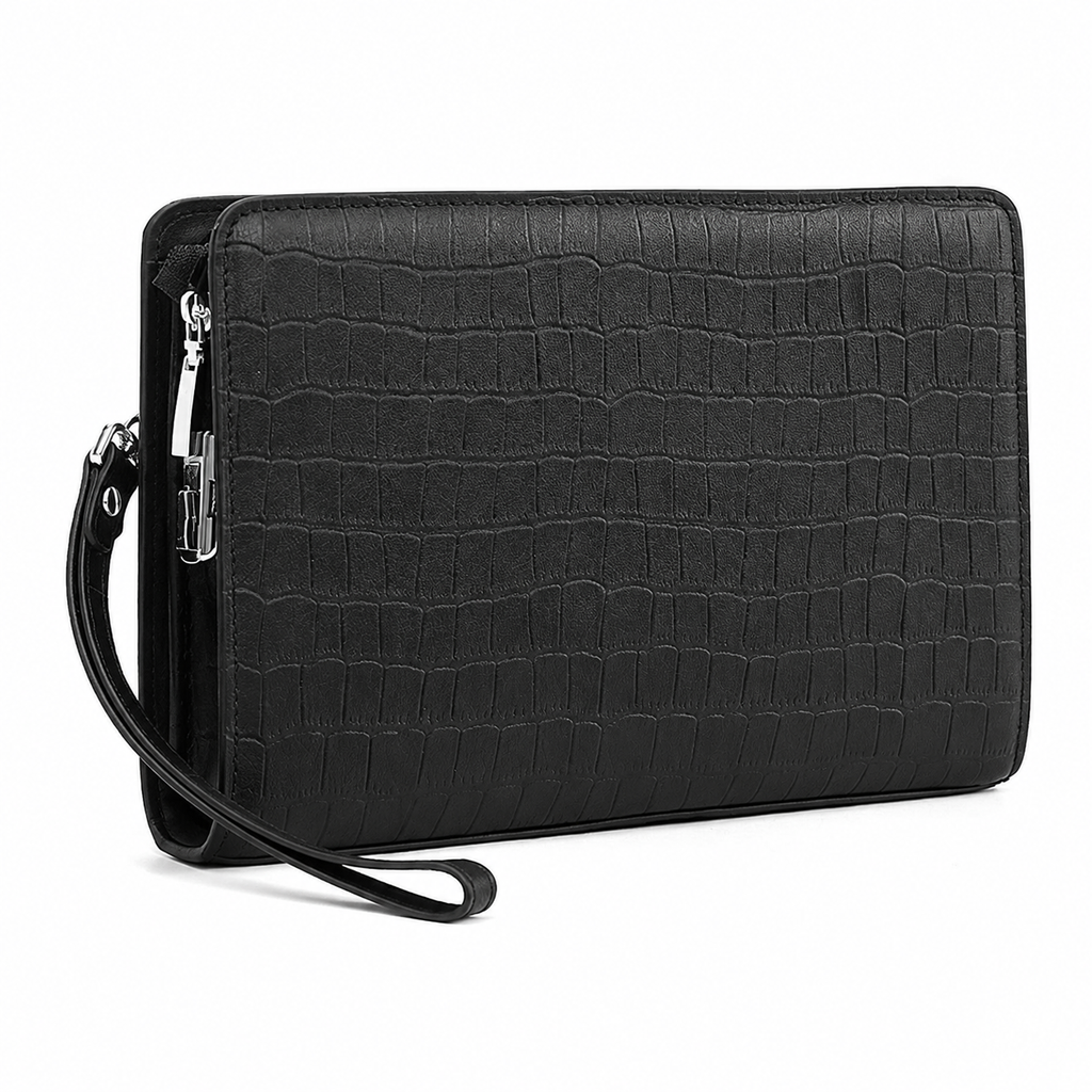 Genuine leather men's handbag with anti-theft combination lock