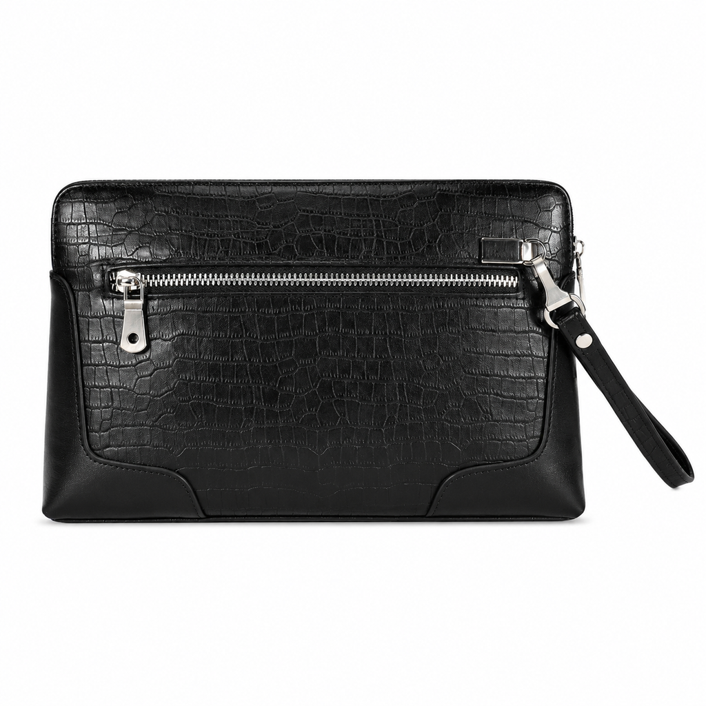 Crocodile-patterned combination lock clutch