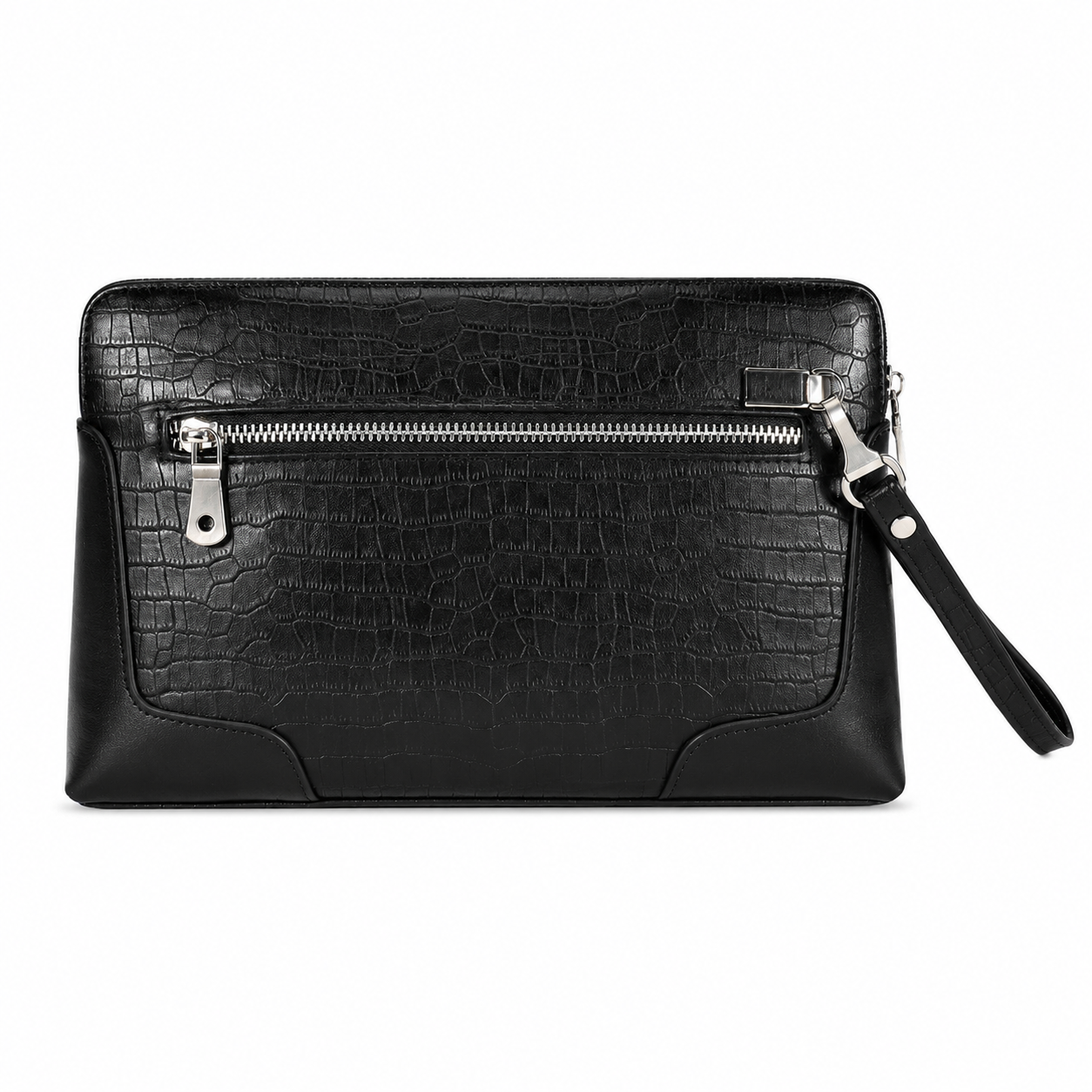 Crocodile-patterned combination lock clutch