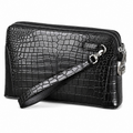 Genuine Leather Double-Zip Clutch