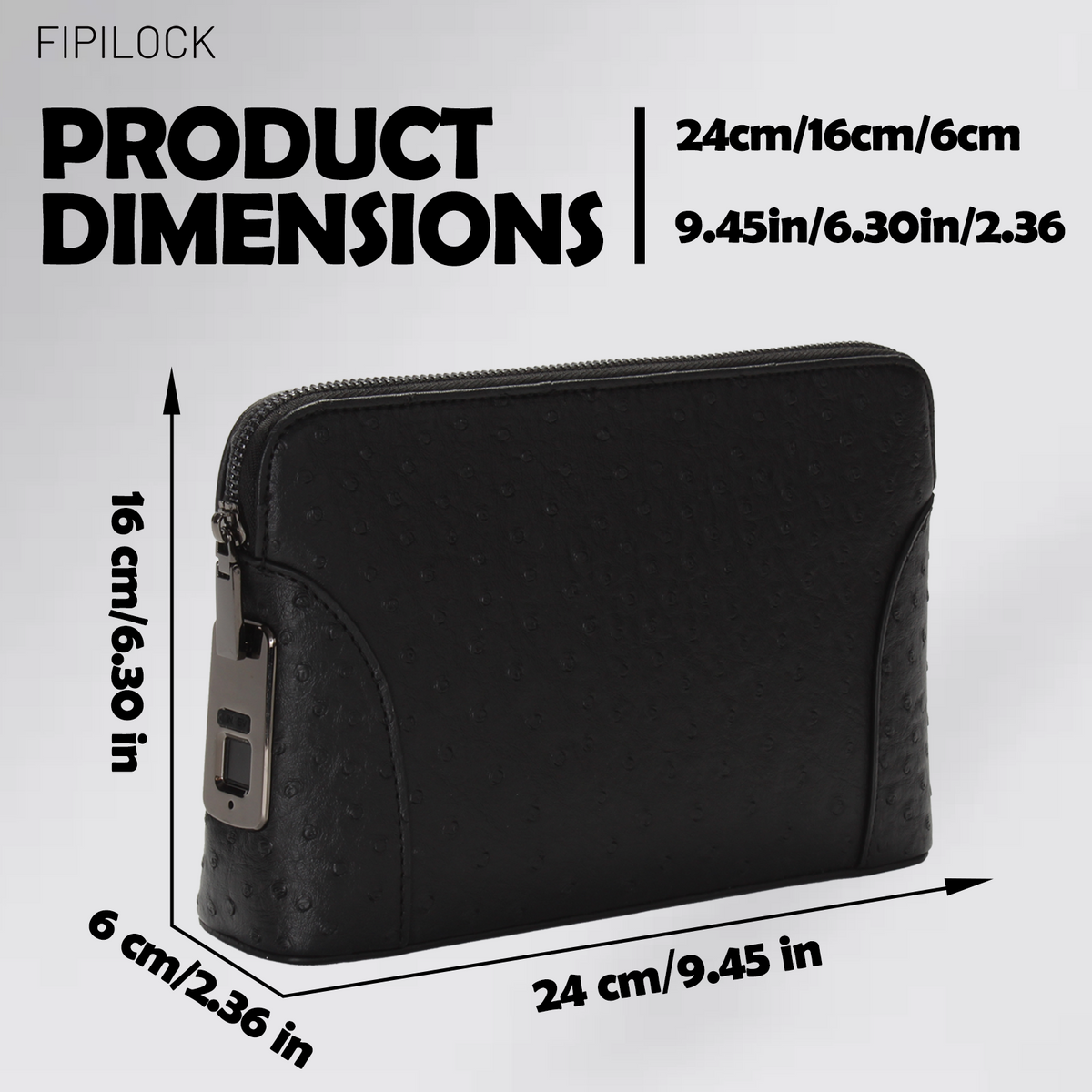 Ostrich-patterned fingerprint unlock clutch
