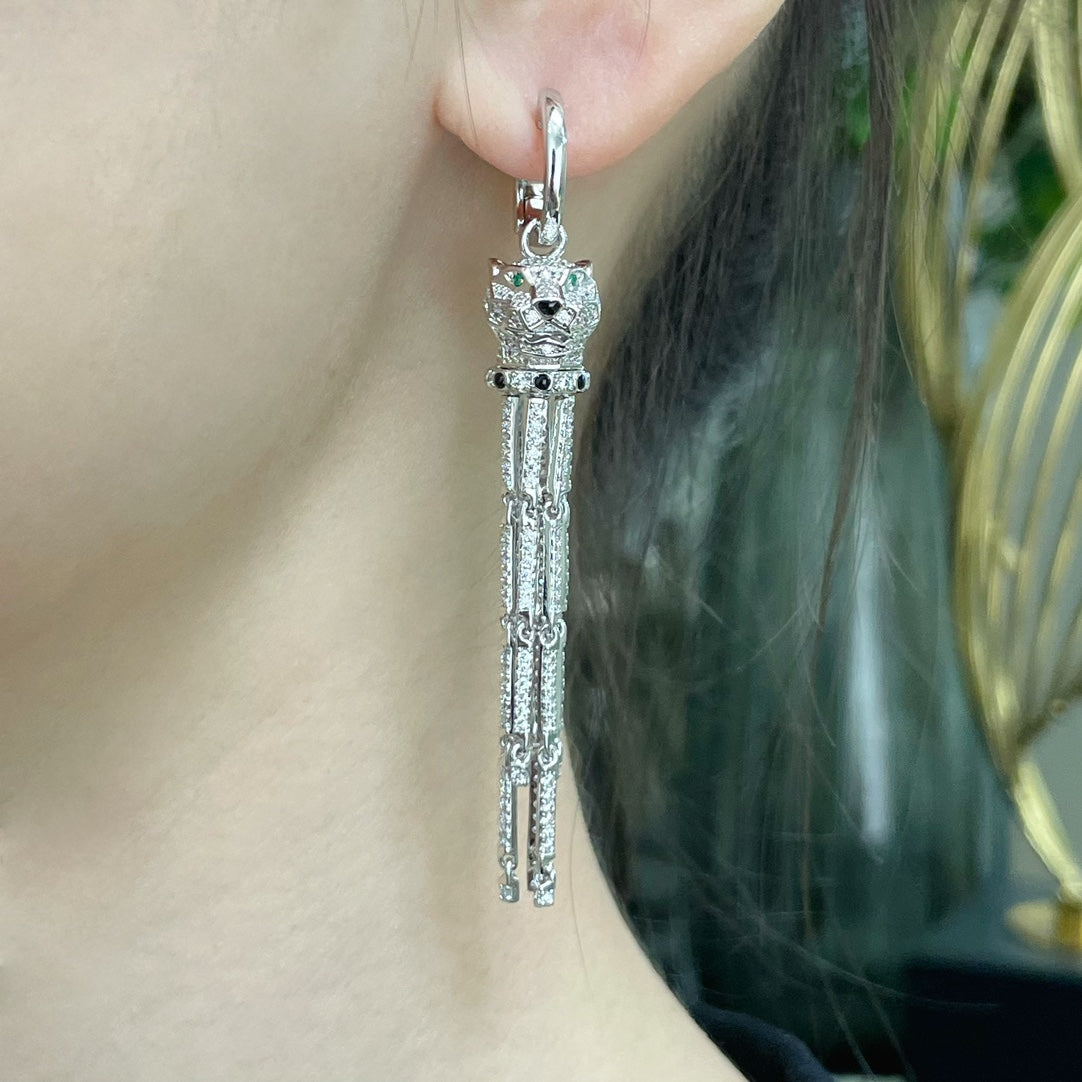 leopard tassel earrings